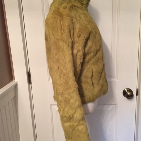 WILSONS LEATHER JACKET REVERSIBLE GREEN QUILTED & FUR COAT POCKETS Size S - Picture 5 of 8